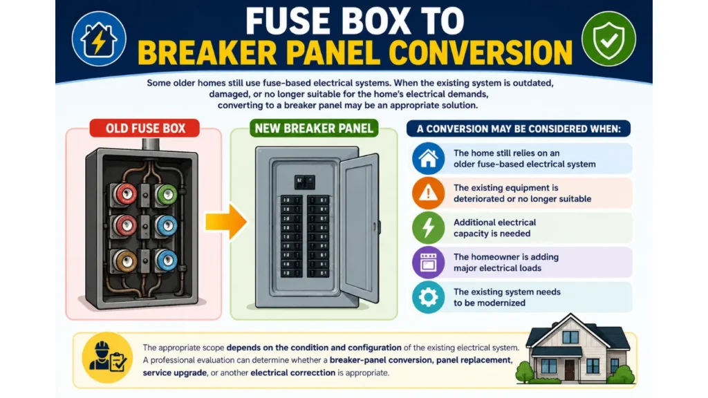 Infographic of Fuse Box to Breaker Panel Conversion​