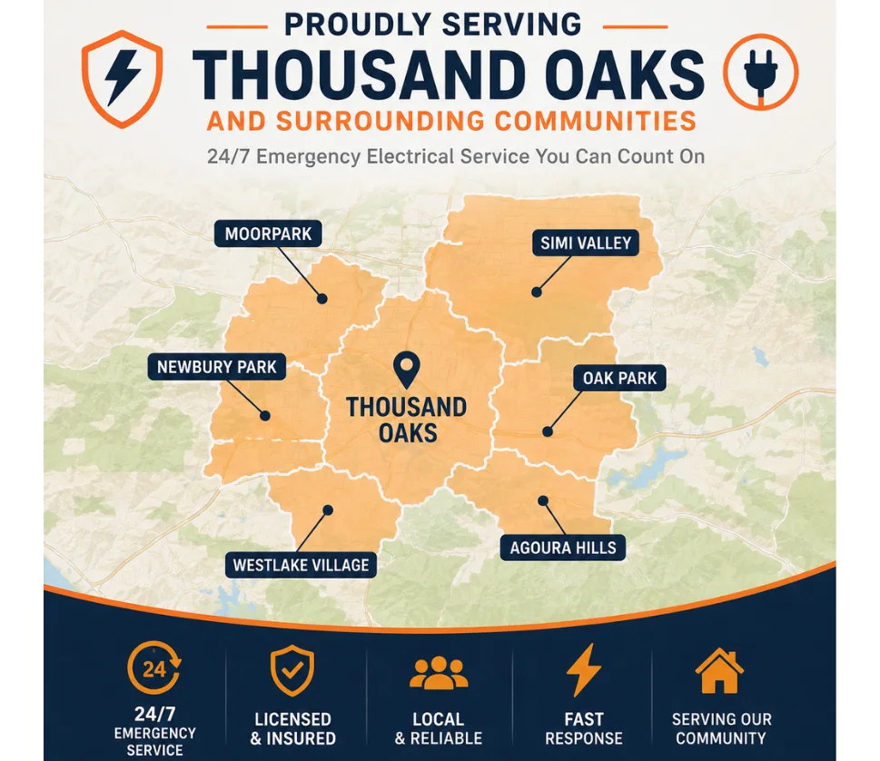 Service area map of Electrician Thousand Oaks